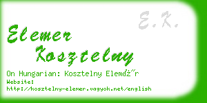 elemer kosztelny business card